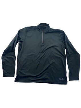 Under Armour Mens Shirt Large Black ColdGear Quarter-Zip Mock Neck Performance